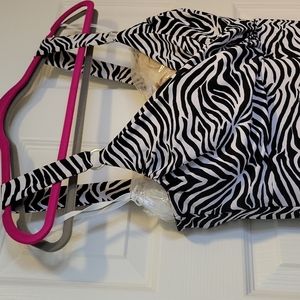 Zebra Print Poly/Spandex Top Shoulder Straps WHBM M